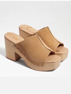 Sam Edelman Suede Wood Clog Sandals